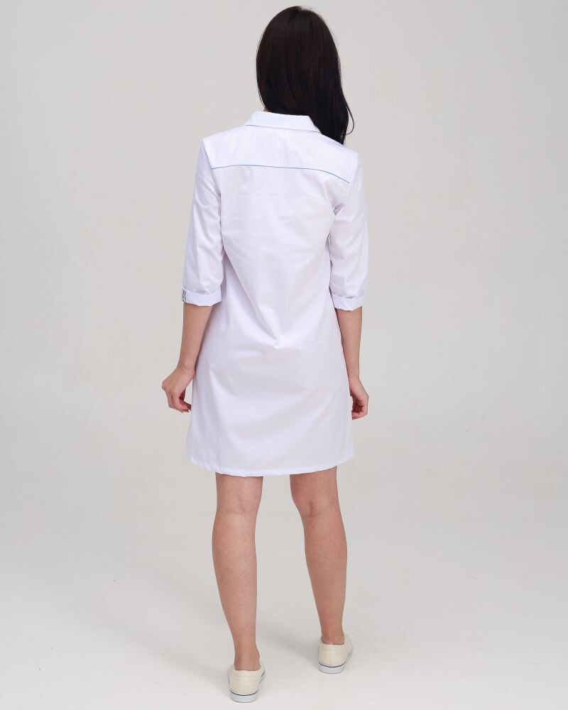 Medical gown women's Manhattan white-blue 157-372-679 (6613596) фото 2