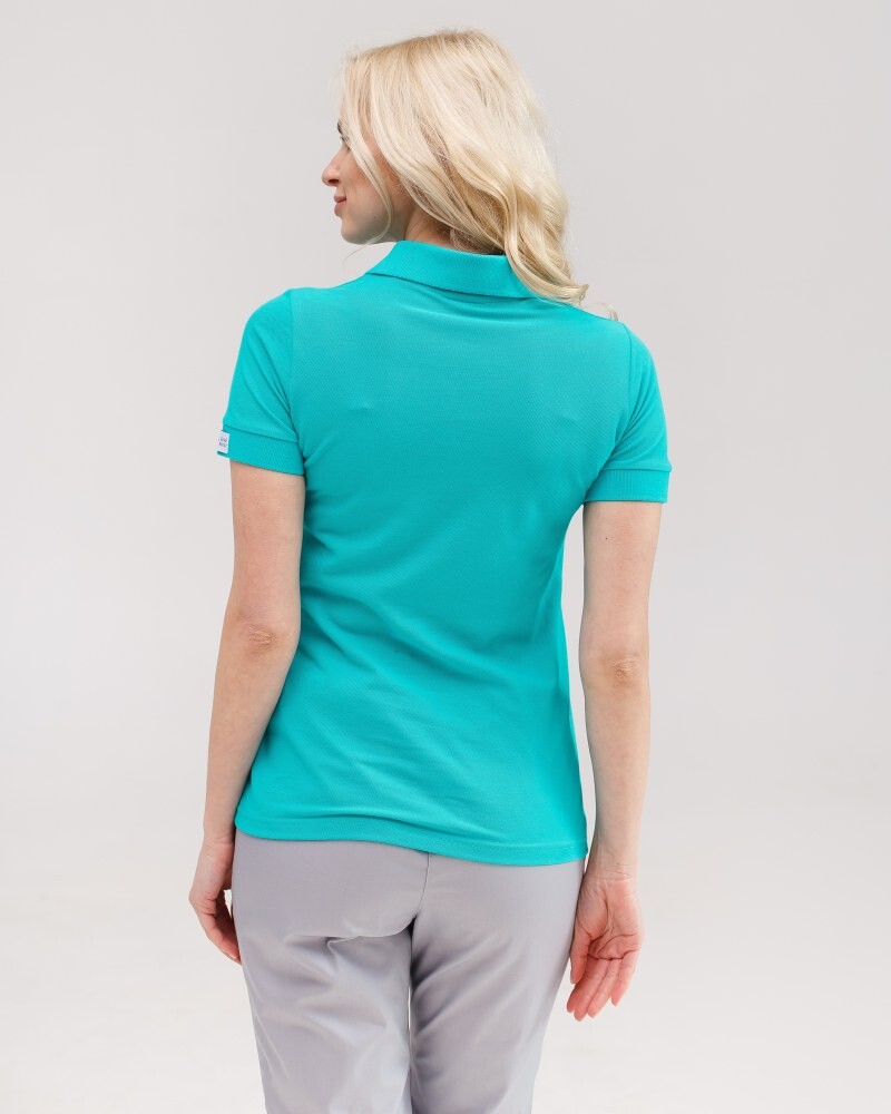 Medical Polo for women mint with embroidered Lips 147-332-635 (6613397) фото 3