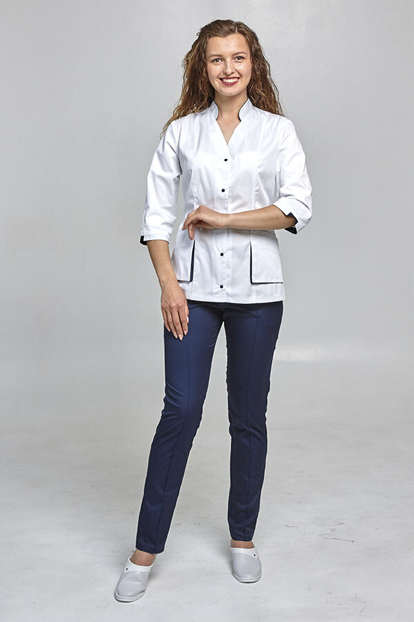 Diana+ Br. skinny suit. COTTON. White / navy blue (544664) фото 1
