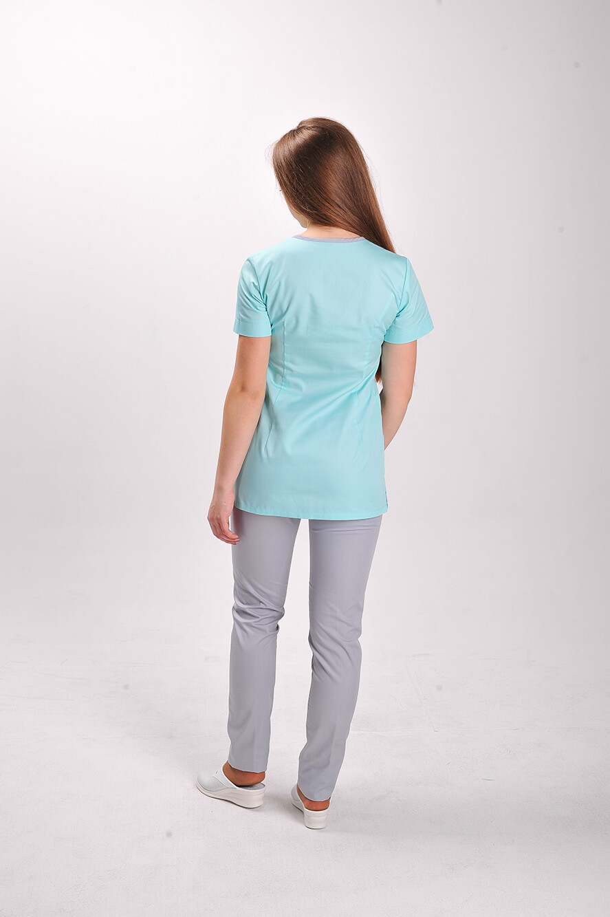 Костюм медицинский И-30+ Бр. зауженные. COTTON. Ментол / дым (544734) фото 4
