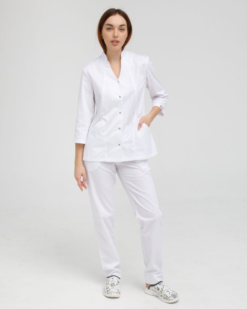 Медицинский костюм женский Элизабет белый  441-324-679 (6613362) фото 1