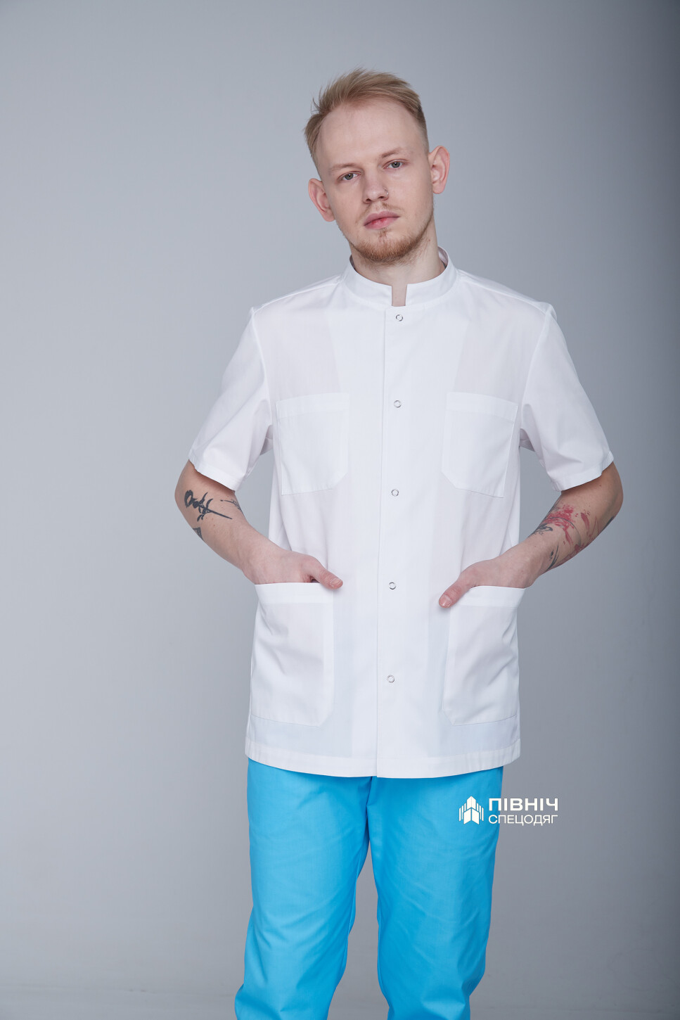 Рубашка медицинская мужская "ДЕНИС" белая (3399151) фото 3