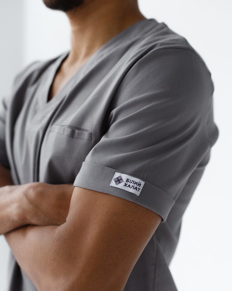 Медицинский костюм мужской Марсель серый 353-328-708 (6613701) фото 5