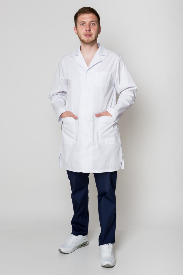White medical coat Doctor male, long sleeve (5410015) фото 1