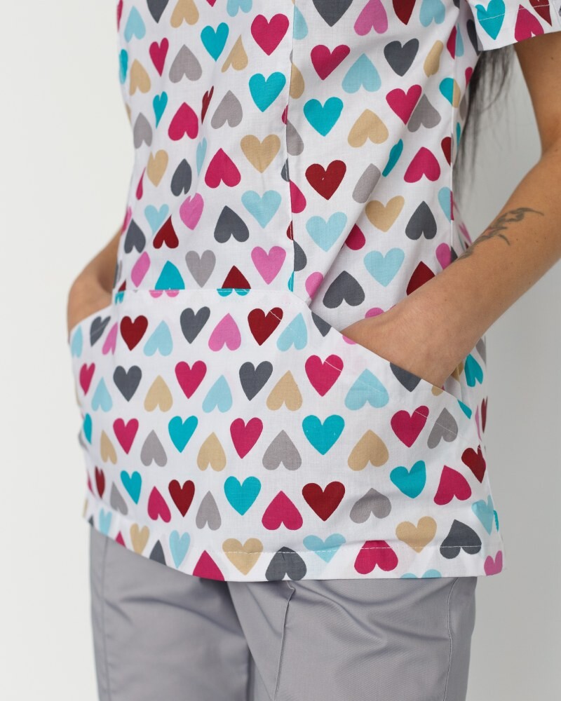 Medical Women's Shirt Topaz Print Hearts White 126-484-705 (6613534) фото 5