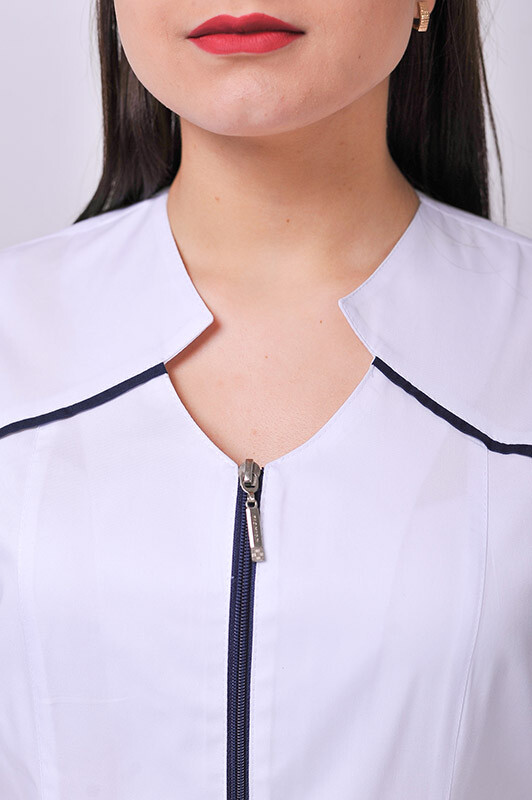 Костюм медицинский Жасмин+ Бр. зауженные. COTTON. Белый / темно-синий (544635) фото 5