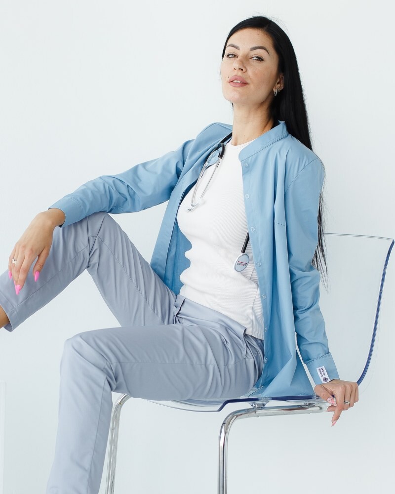 Medical shirt women's Stefania gray-blue 402-458-821 (6613525) фото 2