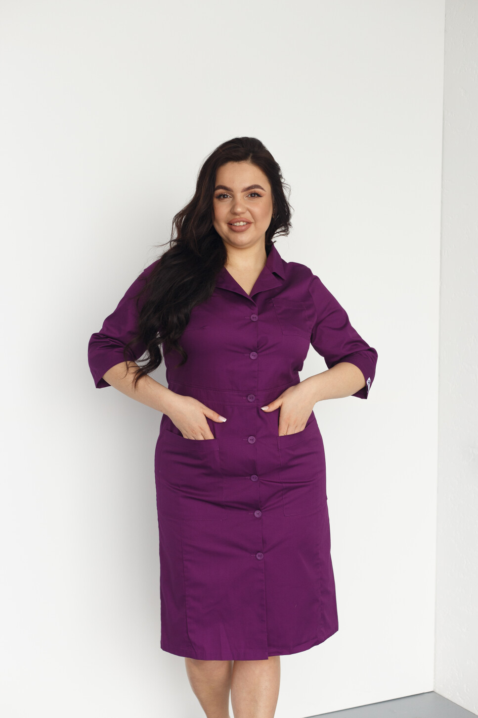 Women's medical gown Sophie purple +SIZE 306-335-677 (6625321) фото 8