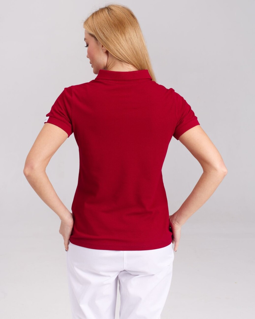 Medical polo for women burgundy with embroidery Medicine 147-349-637 (6613385) фото 2