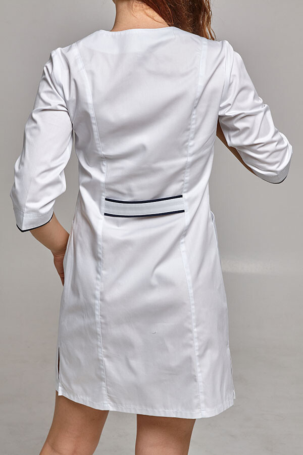 Cleopatra dressing gown. COTTON. White + black (trim) (544815) фото 9
