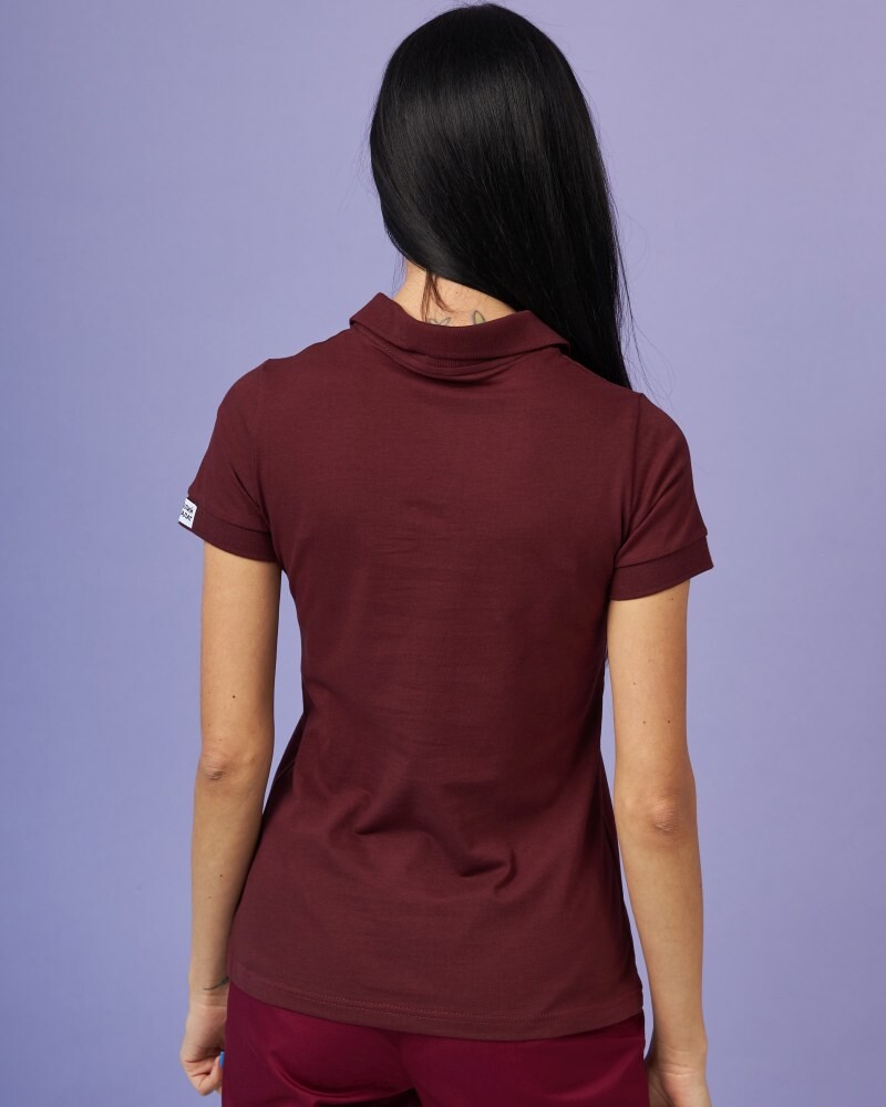 Медицинское поло женское вишневое с вышивкой Зубик 147-416-636 (6613411) фото 3