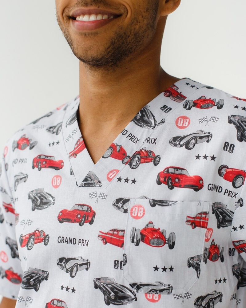 Медицинский костюм с принтом мужской Гранит Мото серый/белый 131-408-805 (6613725) фото 3