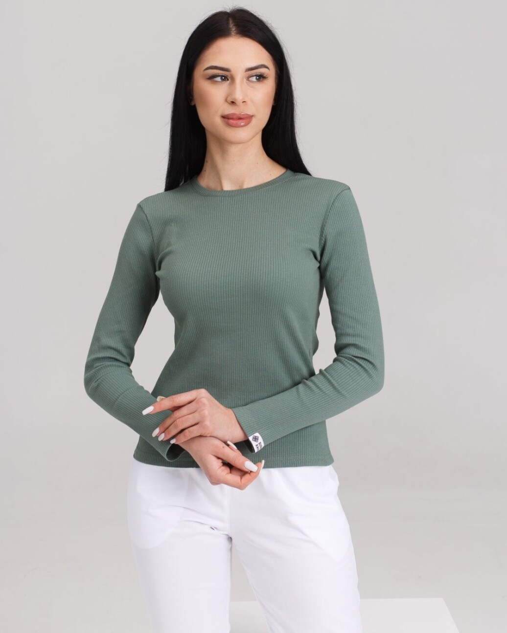 Women's Medical Longsleeve in welted dark olive 392-483-901 (6613458) фото 5