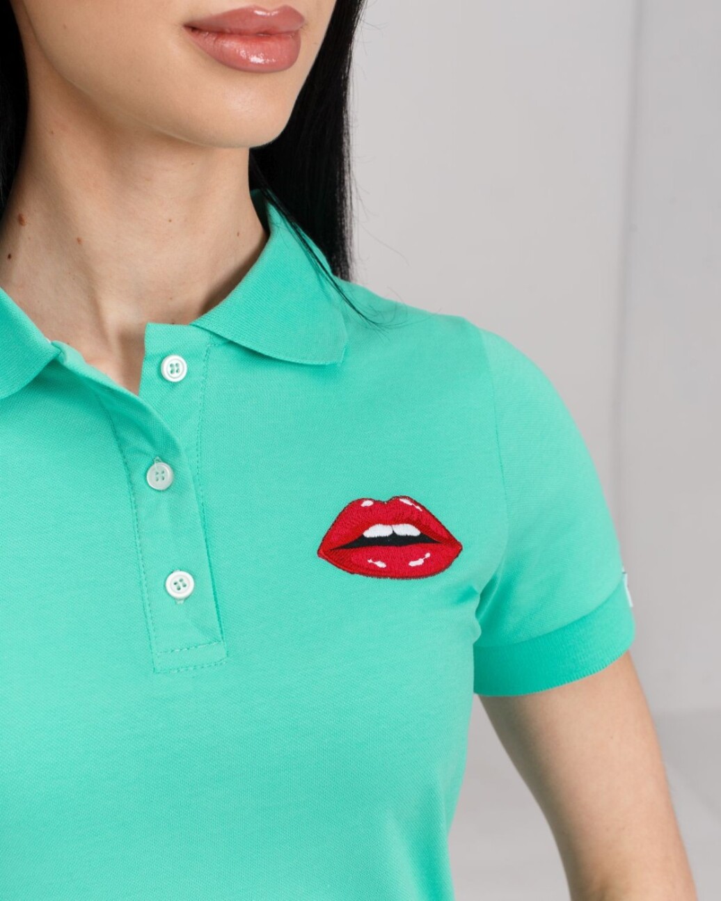 Medical Polo for women menthol with embroidered Lips 147-441-635 (6613406) фото 3