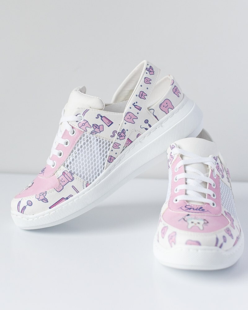 Обувь медицинская кроссовки с открытой пяткой Teeth Pink PU подошва 347-399-850 (6613134) фото 7