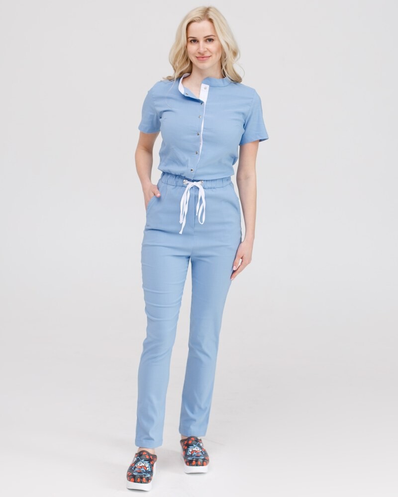 Medical overalls women's Dallas blue with white stitching 127-333-669 (6613211) фото 8