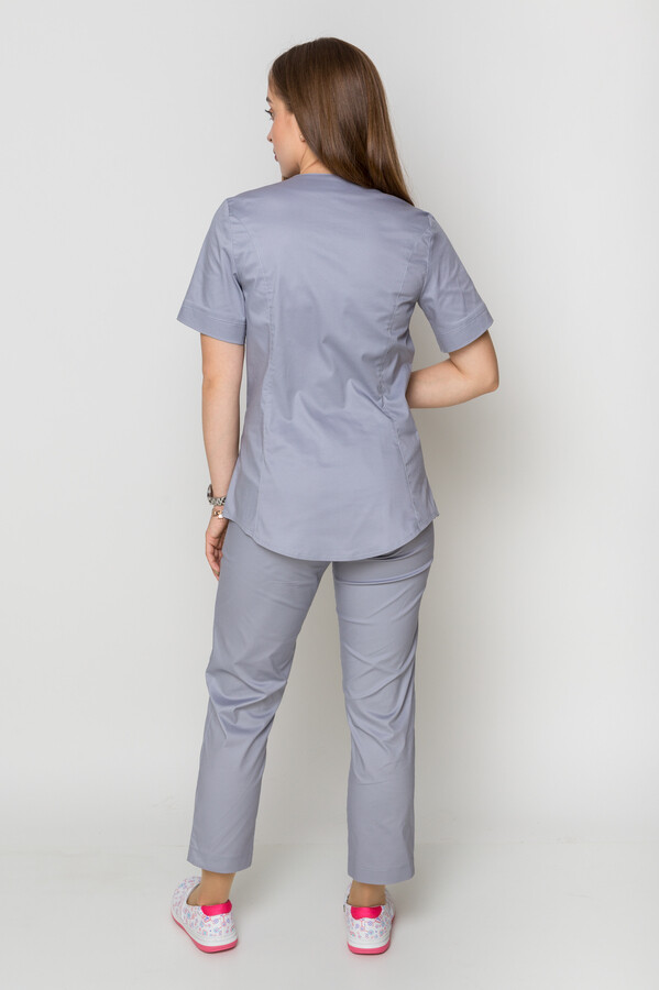 Костюм медицинский Ева-стрейч+ Брюки 7/8 Стрейчевый COTTON. Дым (5410080) фото 2
