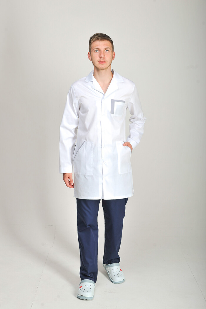Gown Classic men's medical coat. White + smoke (544829) фото 3