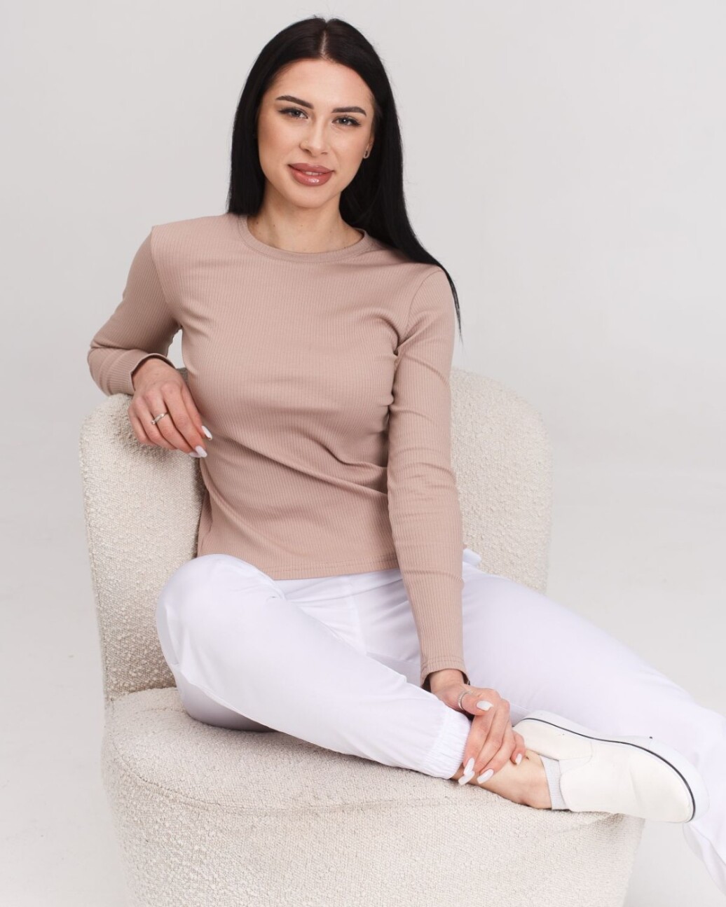 Medical longsleeve in women's mocha welt 392-421-901 (6613459) фото 3