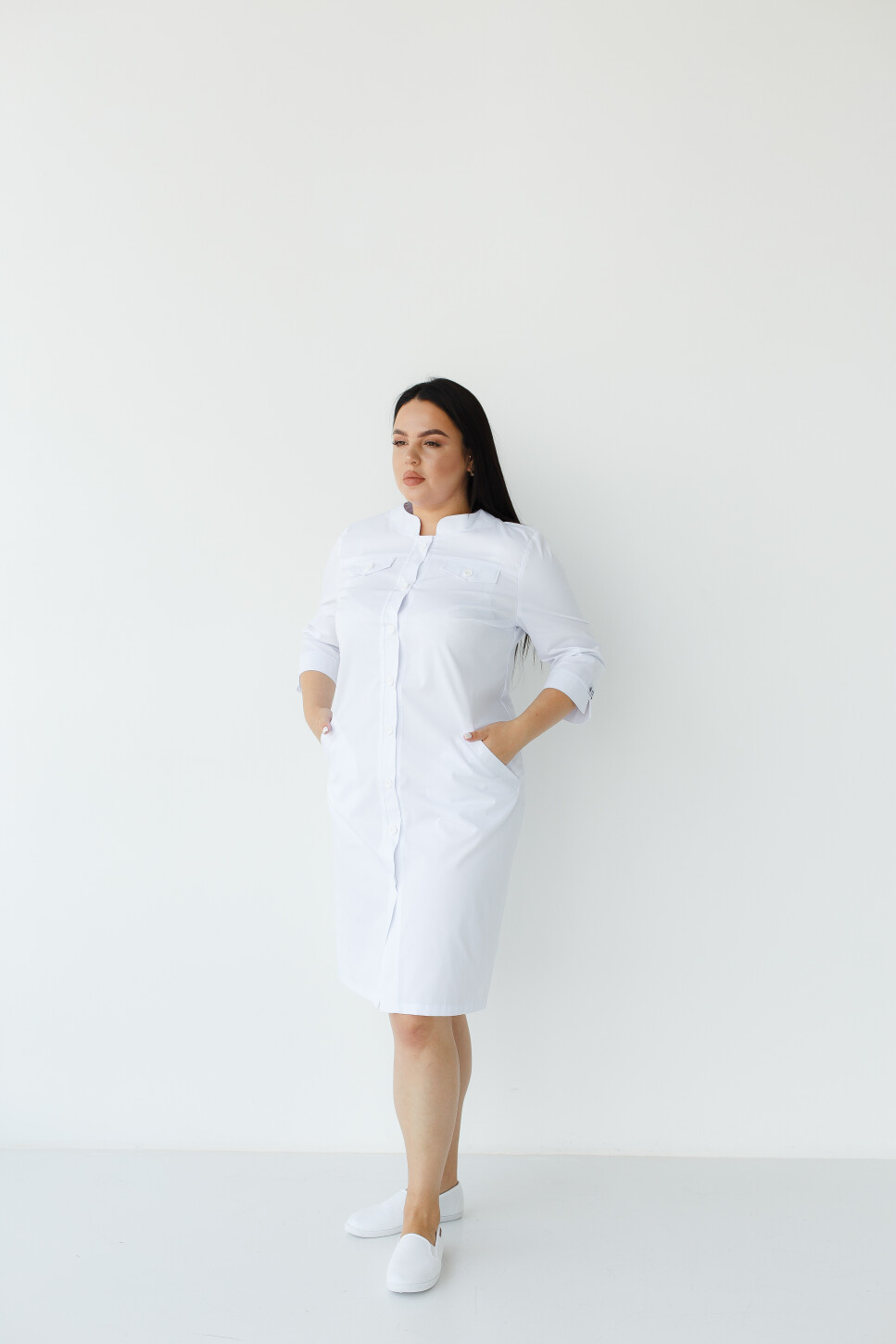 Women's medical gown Valerie white +SIZE 156-324-677 (6625323) фото 4