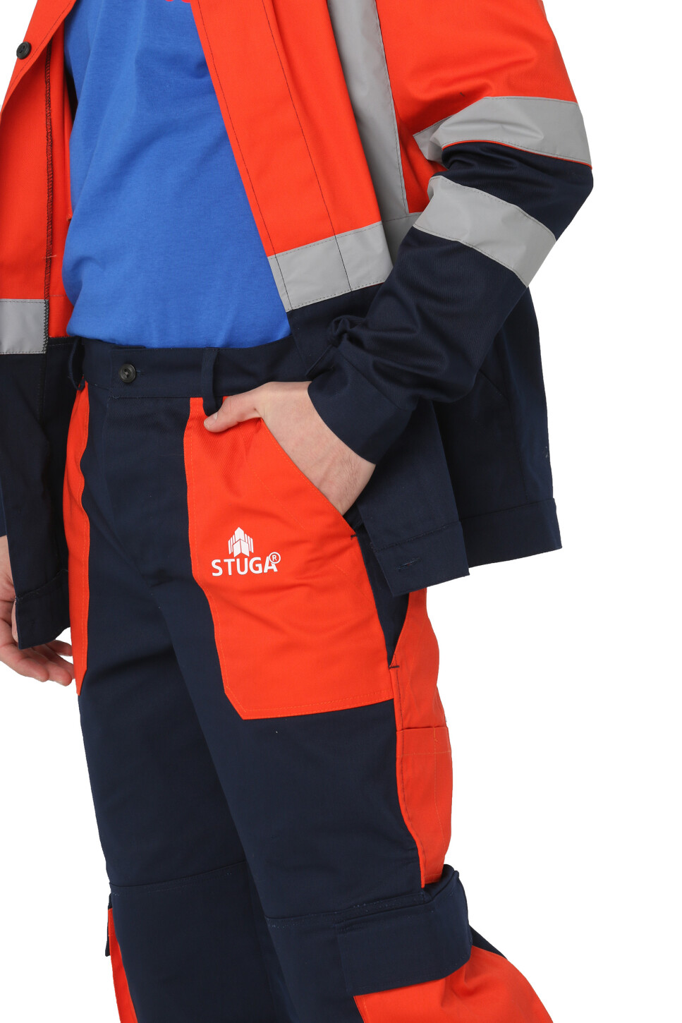 Worker suit blue with orange - pants and jacket (1325) фото 2