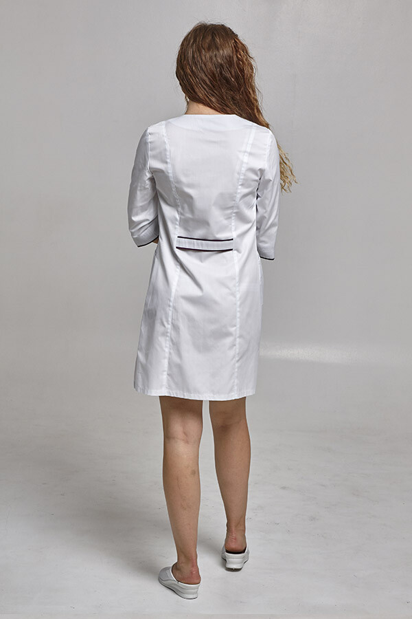 Cleopatra dressing gown. COTTON. White + aubergine (trim) (544813) фото 5