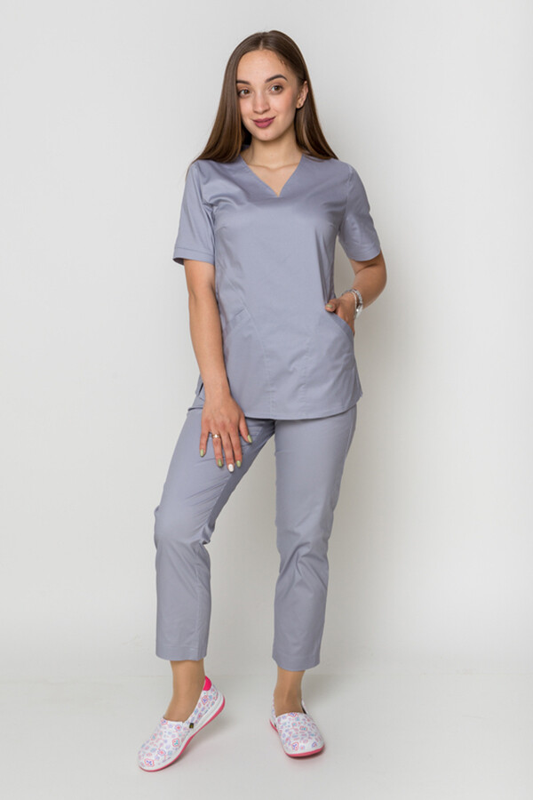 Костюм медицинский Ева-стрейч+ Брюки 7/8 Стрейчевый COTTON. Дым (5410080) фото 1