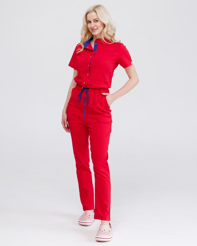 Medical coveralls women's Dallas red with blue stitching 127-339-715 (6613210) фото 1