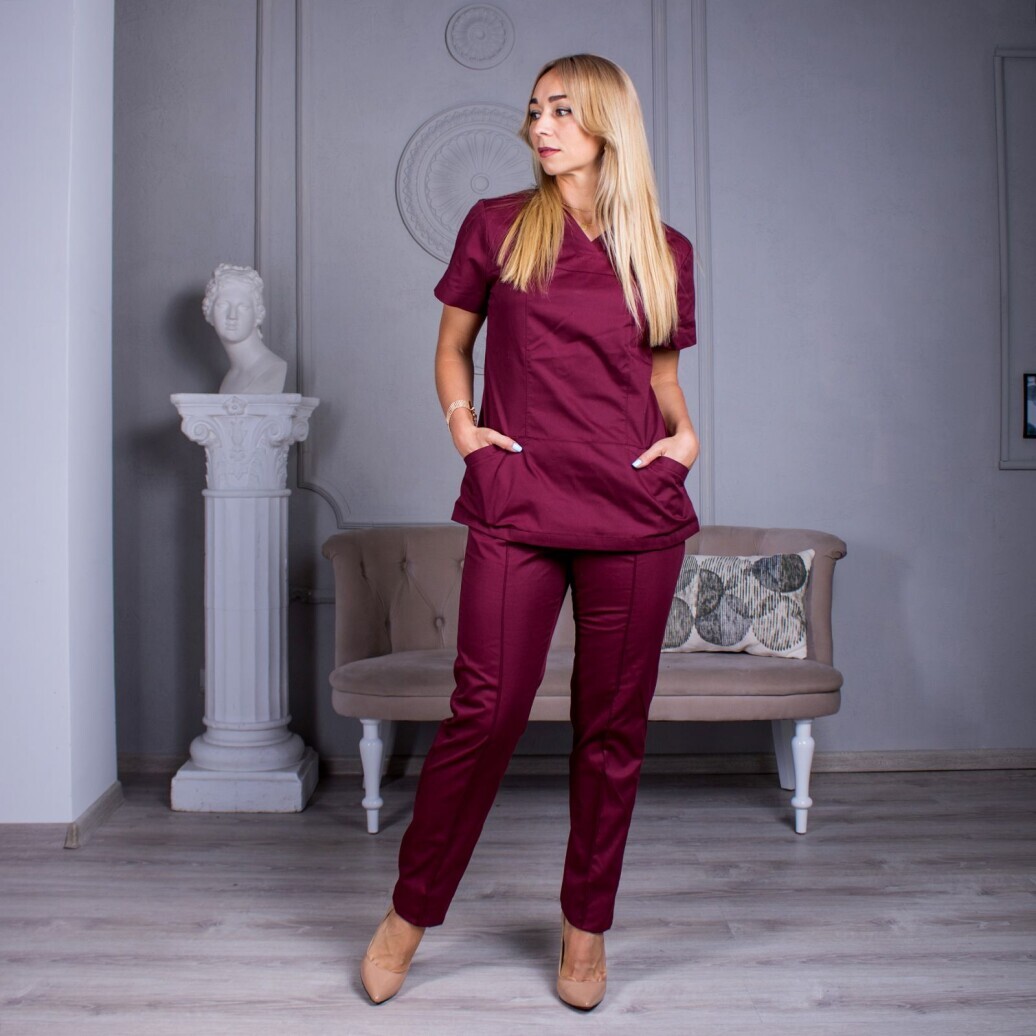 Women's medical blouse "Avicenna" burgundy (534263) фото 2