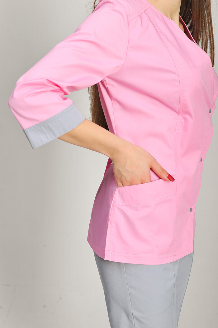 Костюм медицинский Стрелка+ Бр. зауженные. COTTON. Розовый / дым (544676) фото 3