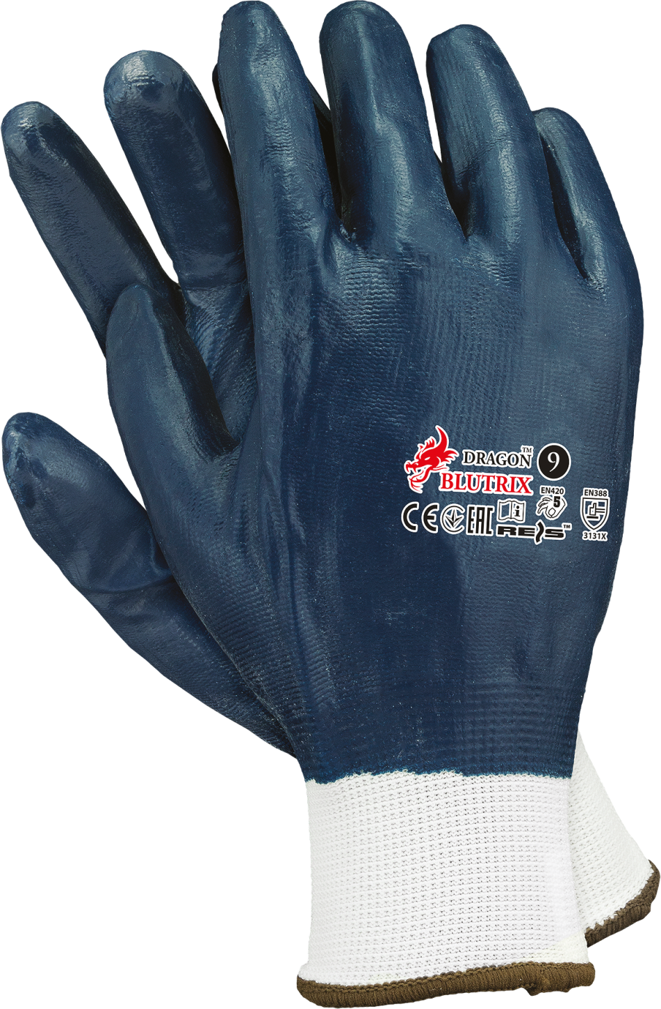 Blue nitrile coated work gloves (118) фото 1