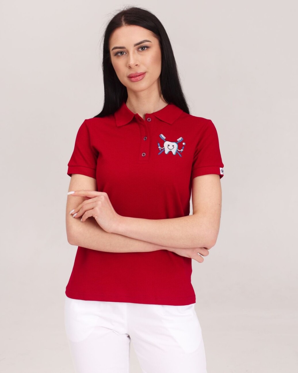 Medical polo for women burgundy with embroidery Zubik 147-349-636 (6613390) фото 5