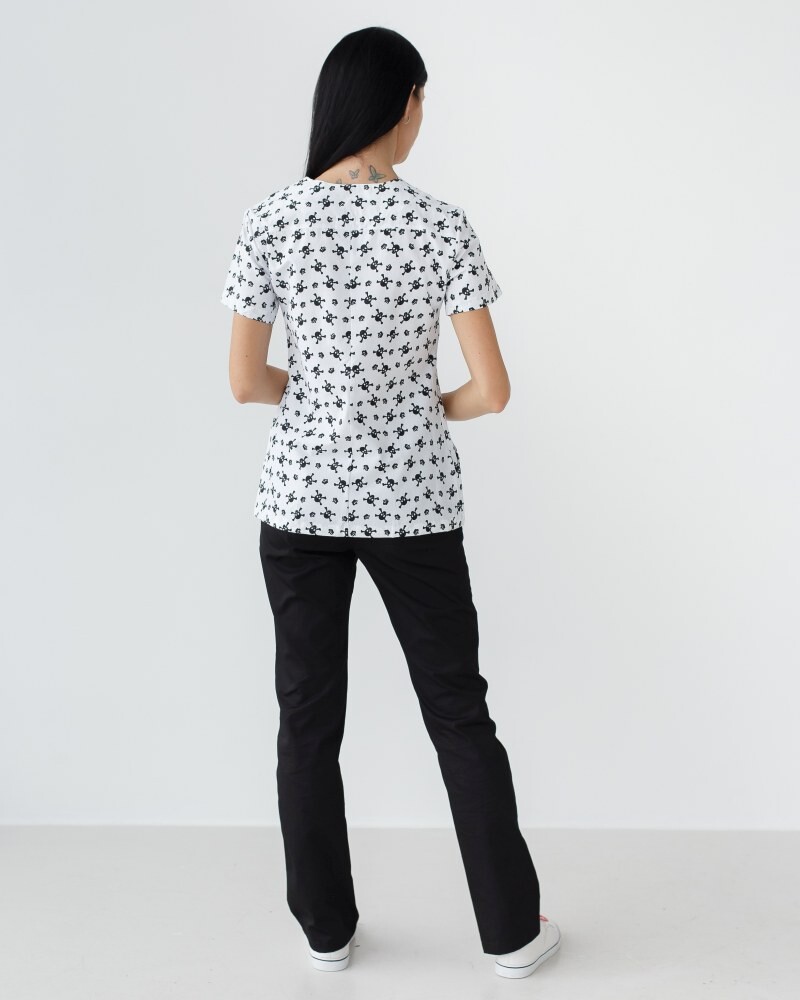Medical Shirt Women's Topaz Skull Print Black 164-324-666 (6613487) фото 2