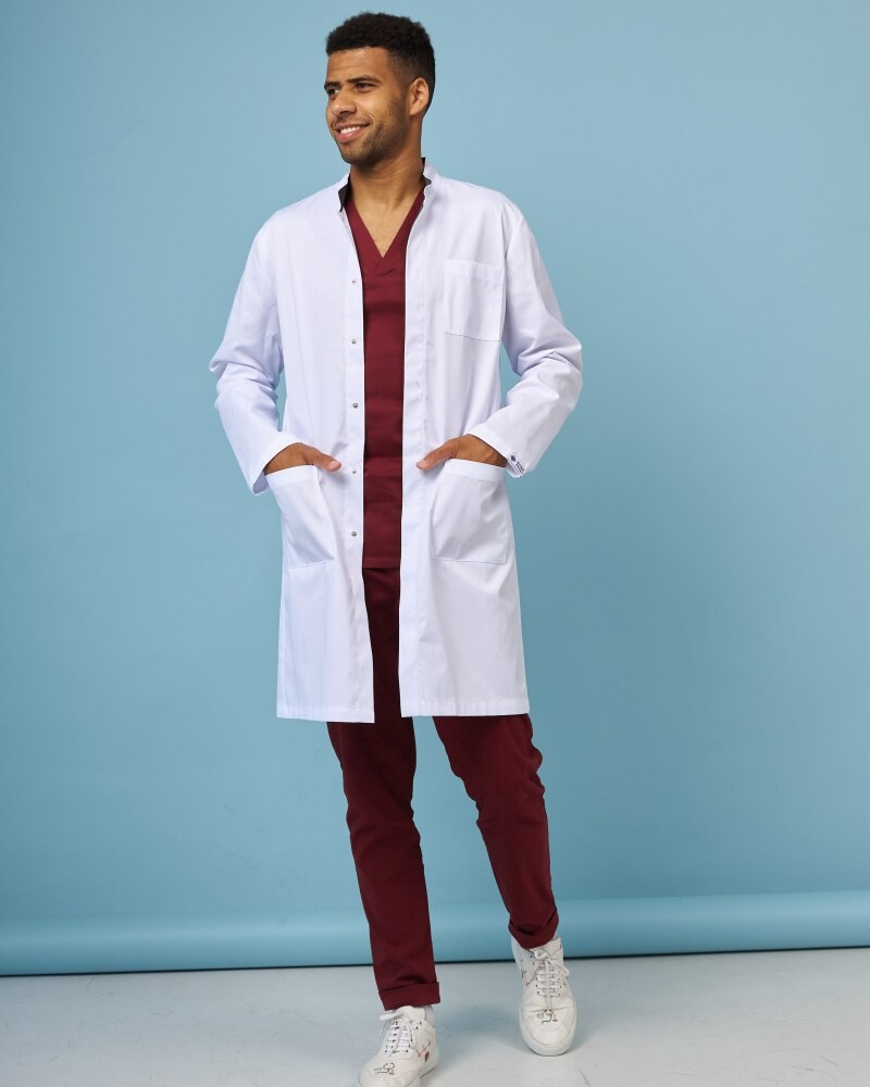 Medical coat for men Amsterdam white-gray 154-366-679 / 154-366-755 (6613822) фото 3