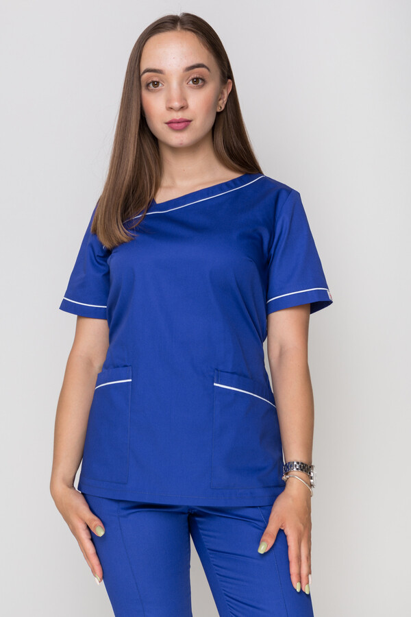 Медичний костюм Монік+ Бр. завужені. COTTON. Електрик + блакитний (кант) (5410167) фото 3