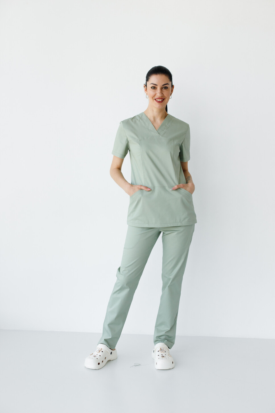 Медицинский костюм женский Топаз фисташковый Elitе Stretch 488-396-705 / 492-396-705 (6624450) фото 1