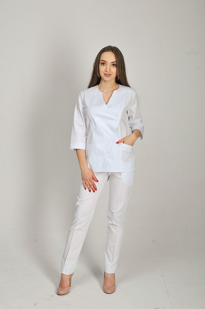 Костюм медицинский Стрелка+ Бр. зауженные. COTTON. Белый (544675) фото 1
