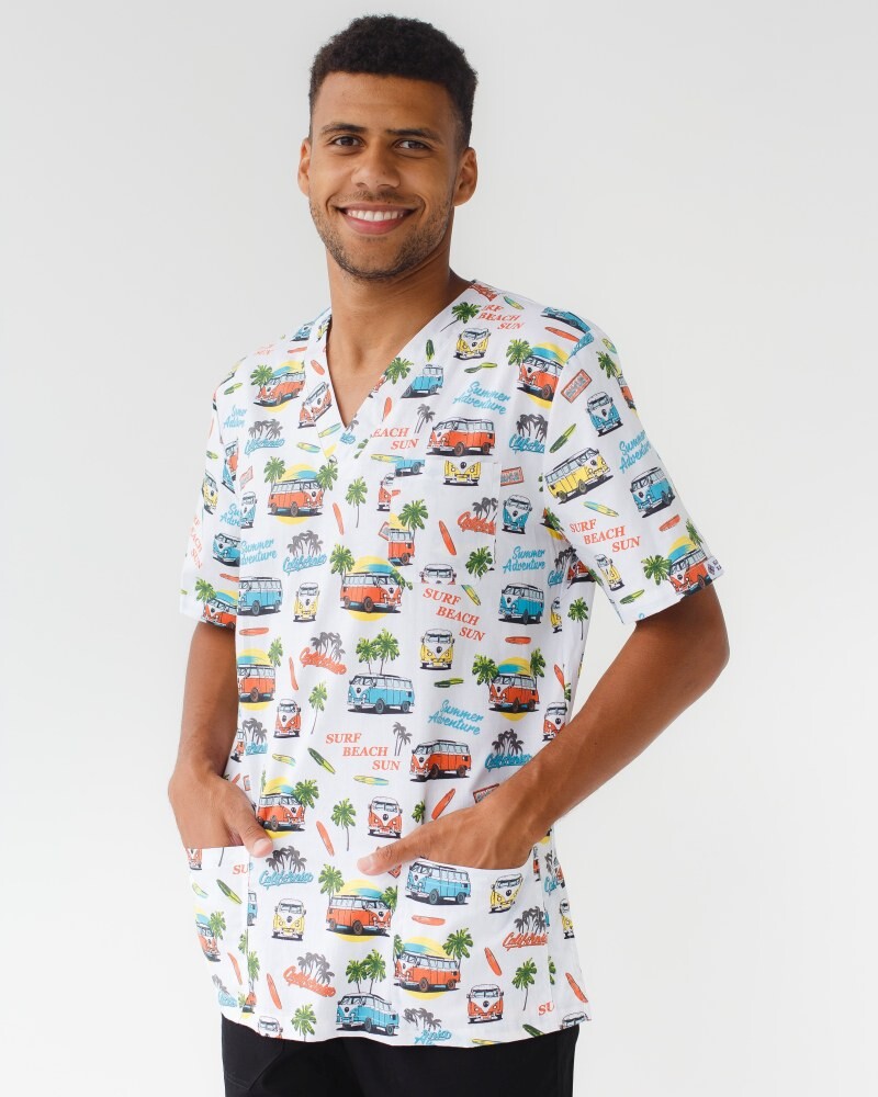 Медичний костюм із принтом чоловічий Граніт Літній вайб чорний/білий 131-321-813 (6613728) фото 2