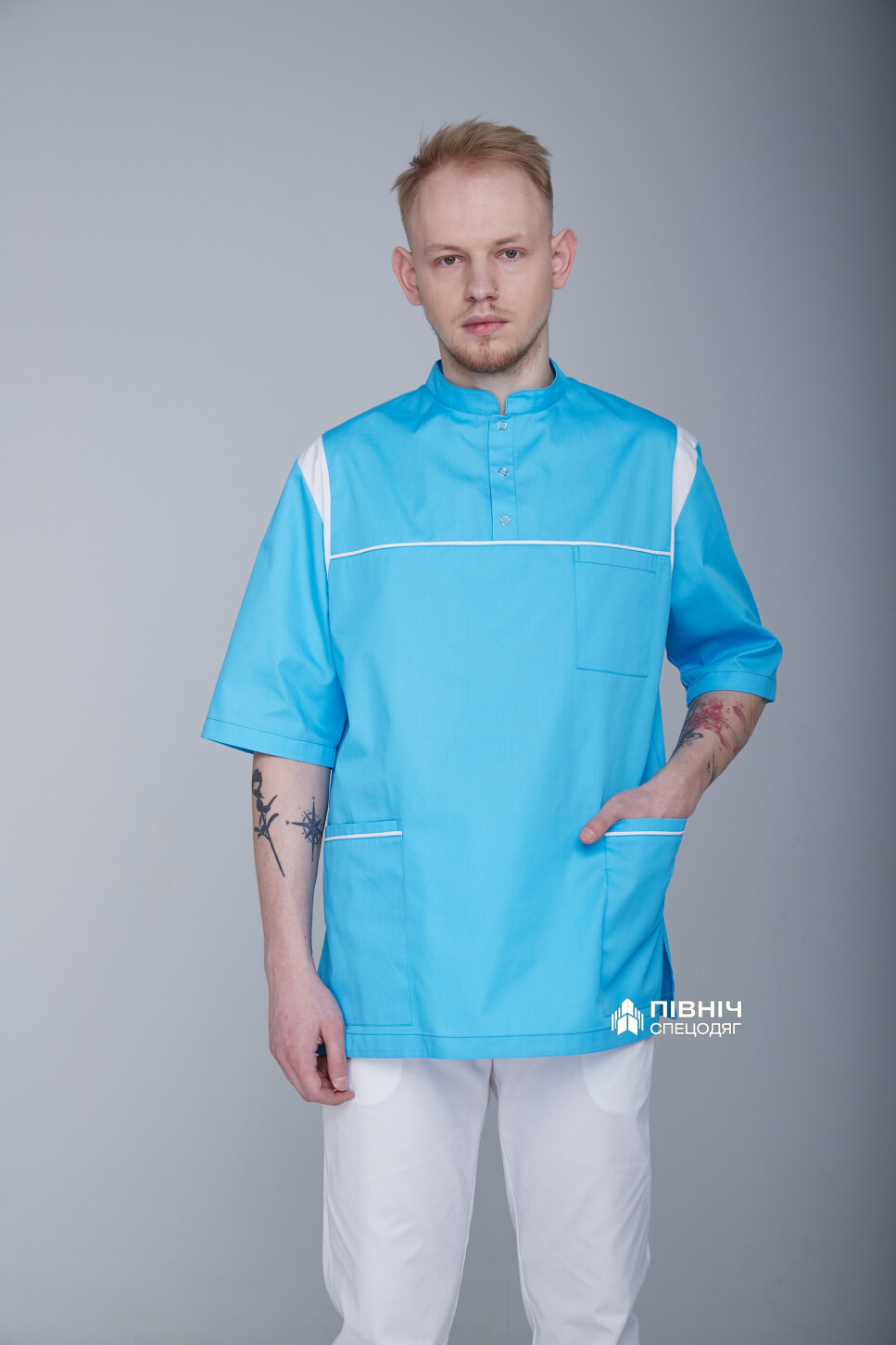Сорочка медична чоловіча "СЕРГІЙ" морська хвиля (3399142) фото 4