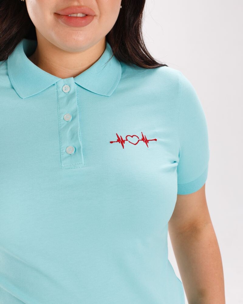 Women's menthol medical polo with embroidered cardiogram 147-332-894 (6613417) фото 4