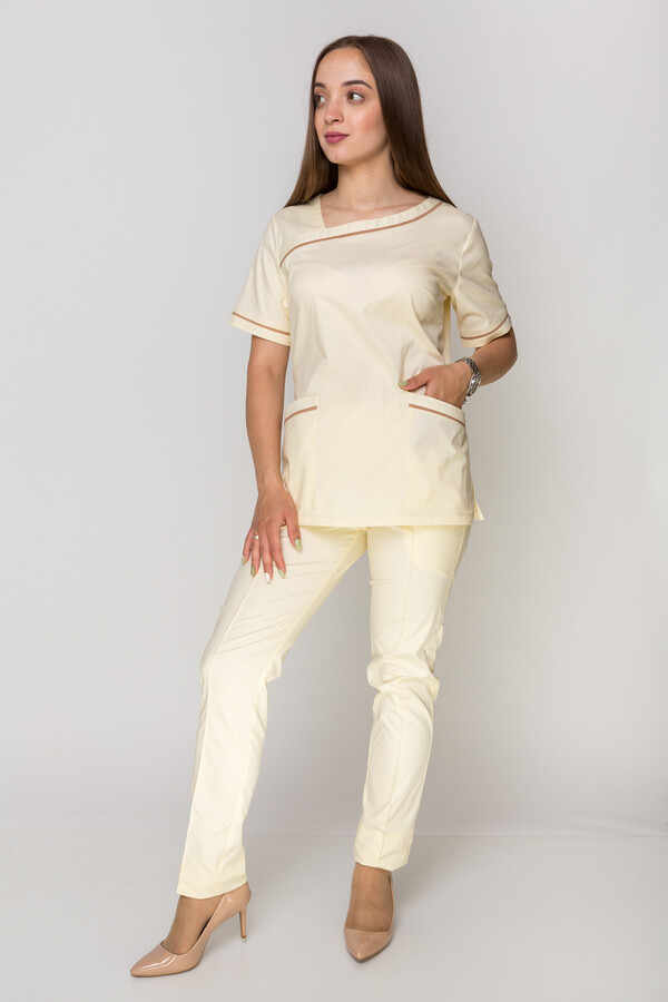 Костюм медичний Монік - стрейч. / Бр. завужені. Стрейчевий COTTON. Шампань (5410164) фото 1