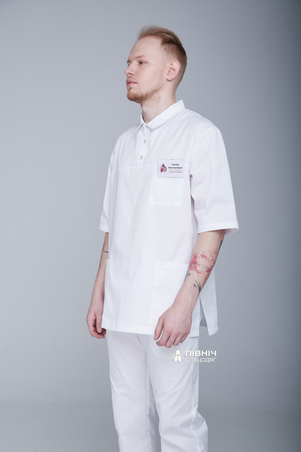 Men's medical shirt "ANDREW" white (3399145) фото 5