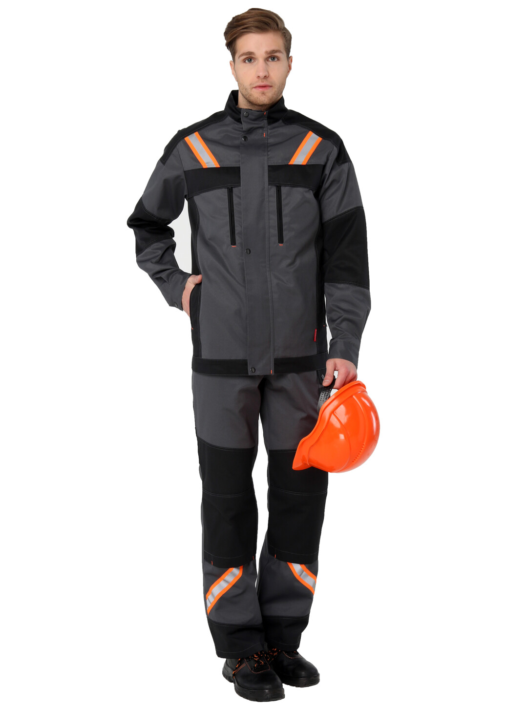 Suit worker "DIESEL" dark gray - semi-overalls and jacket (1282) фото 1
