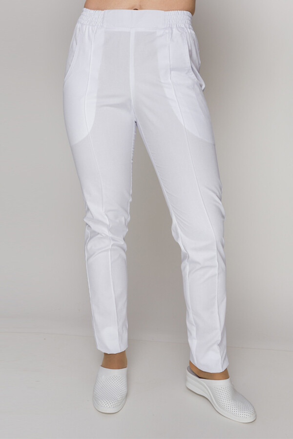Костюм медицинский Моник+ Бр. зауженные. COTTON. Белый + дым (кант) (5410146) фото 12