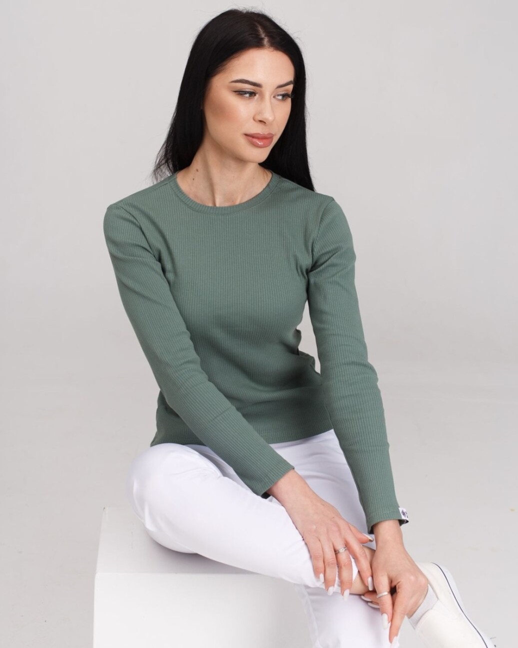 Women's Medical Longsleeve in welted dark olive 392-483-901 (6613458) фото 1