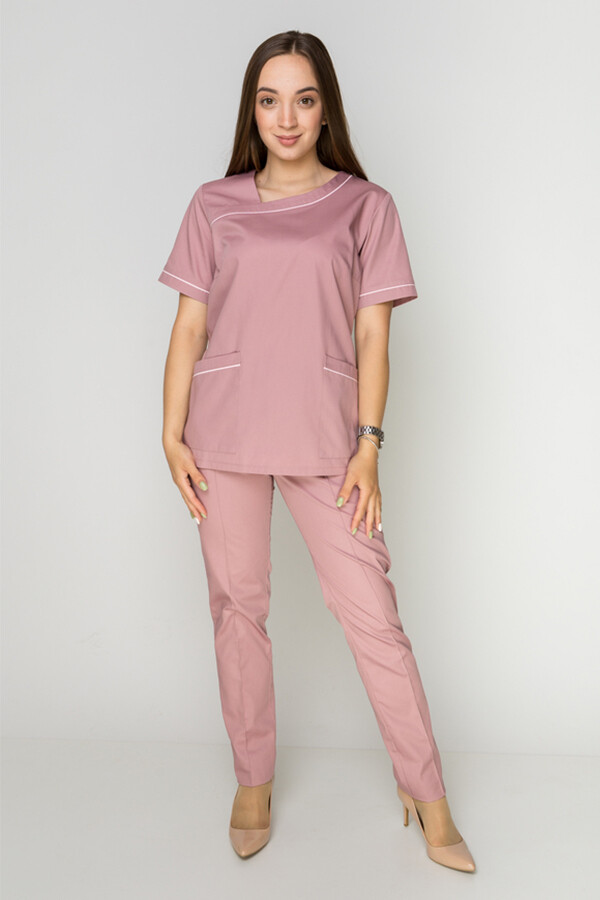 Monique+ Br. skinny suit. COTTON. Ash rose + rose (piping) (5410155) фото 1