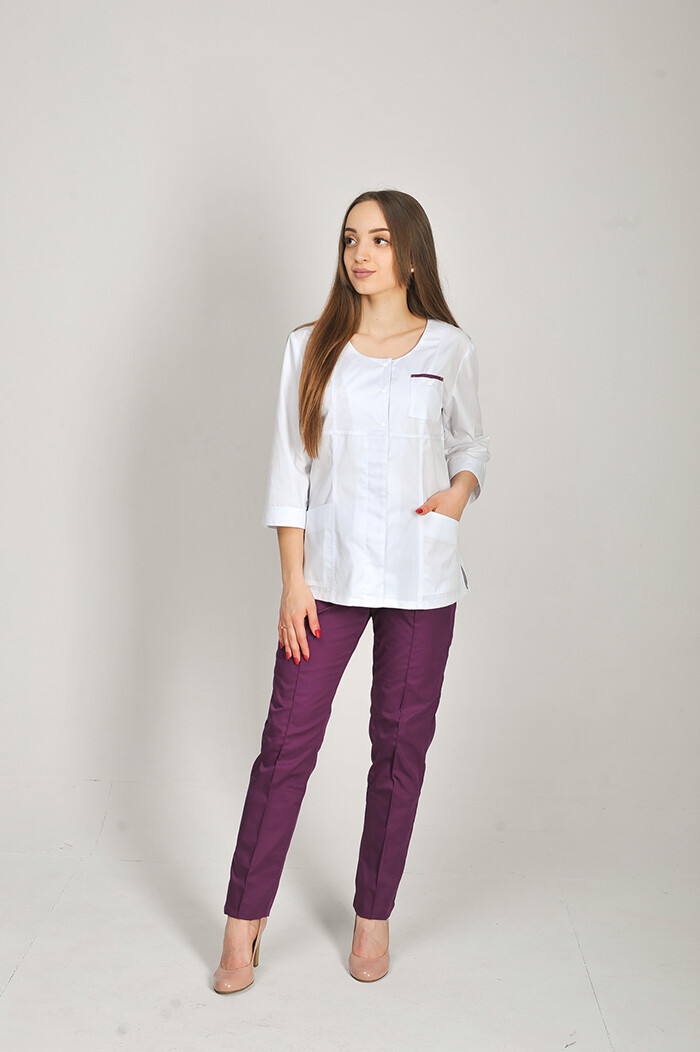 Flamingo+ Br. skinny suit. COTTON. White / aubergine (544648) фото 2