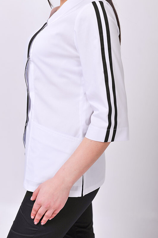 Костюм медицинский Клеопатра+ Бр. зауженные. COTTON. Белый / черный (544637) фото 4
