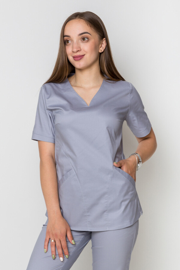 Костюм медицинский Ева-стрейч+ Брюки 7/8 Стрейчевый COTTON. Дым (5410080) фото 4