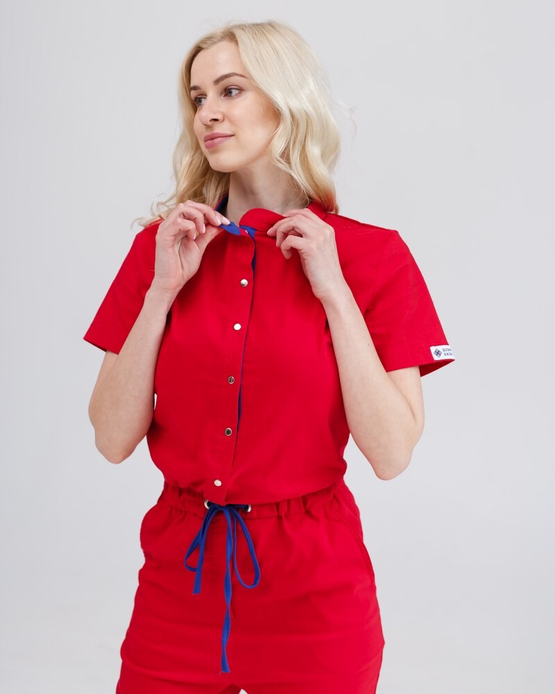 Medical coveralls women's Dallas red with blue stitching 127-339-715 (6613210) фото 3
